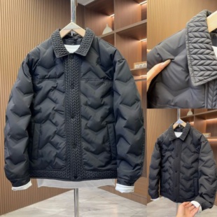 麦穗拼接羽绒服男款翻领休闲冬季白鸭绒上衣时尚简约百搭保暖外套