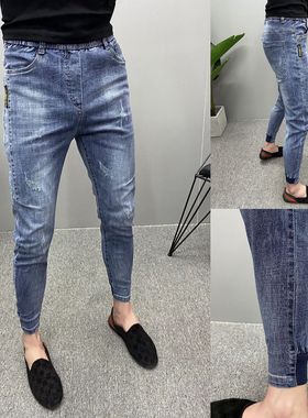 2025秋季新款男裤潮流百搭牛仔裤弹力修身小脚裤青年小伙痞帅裤子