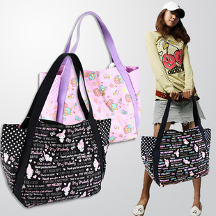 包邮SANRIO全棉Melody凯蒂KT包袋帆布女包 包包 单肩包女学生大包