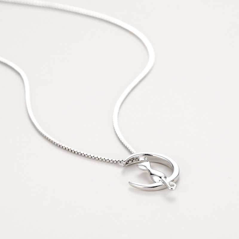 MAOZHE S  목걸이 달 귀여운 고양이 간단한 소녀 라이트 럭셔리 틈새 여성 모델 2024 새로운 핫 스타일