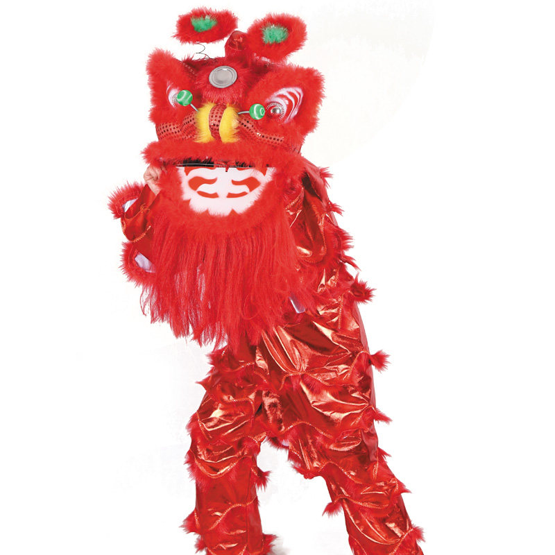 新款舞狮子道具单人舞狮衣服南狮醒狮狮头服装儿童狮子头舞狮整套