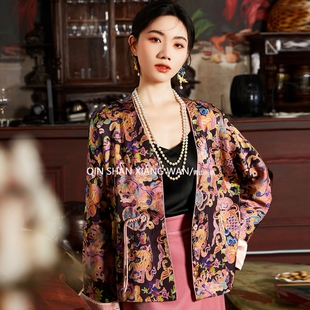 【听溪】国风新中式春装醋酸提花时尚洋气减龄外套上衣半裙套装女