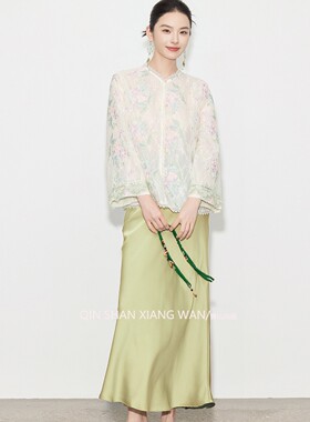【千雅】国风新中式春夏重工刺绣蕾丝外套上衣防晒开衫半裙套装女
