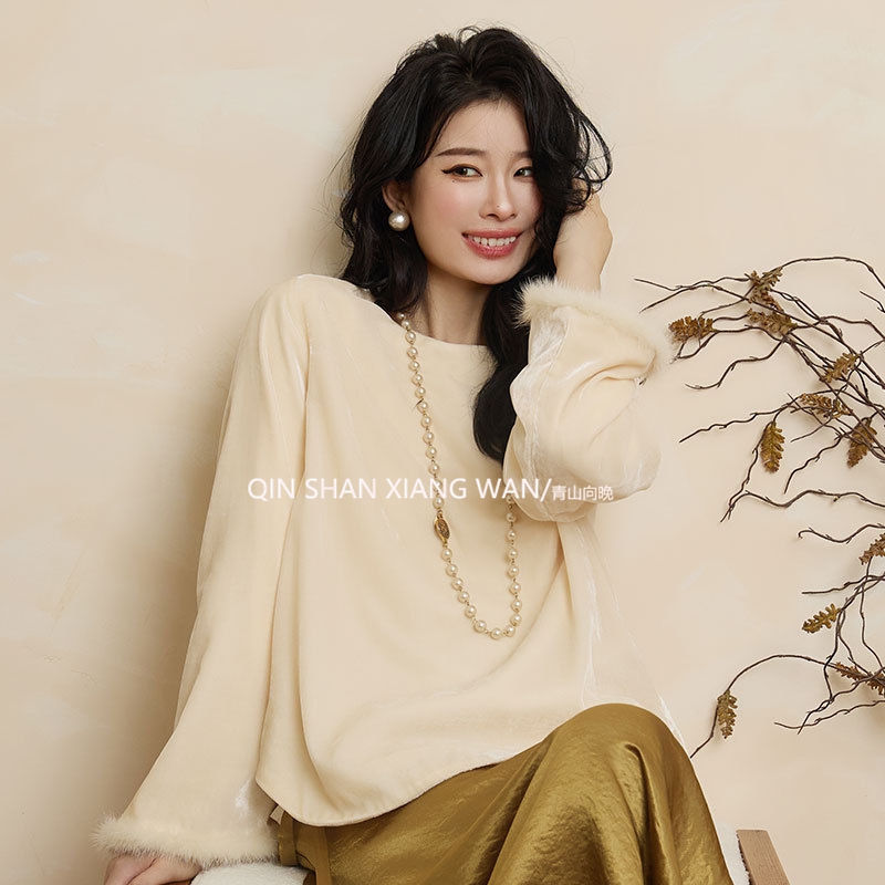 水貂毛边秋冬时尚百搭