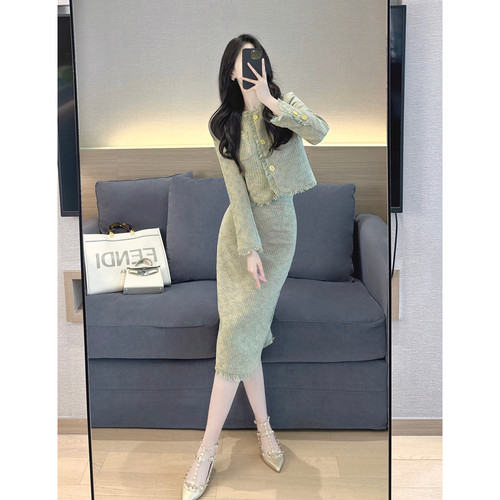 贵气名媛气质小香风粗花呢两件套