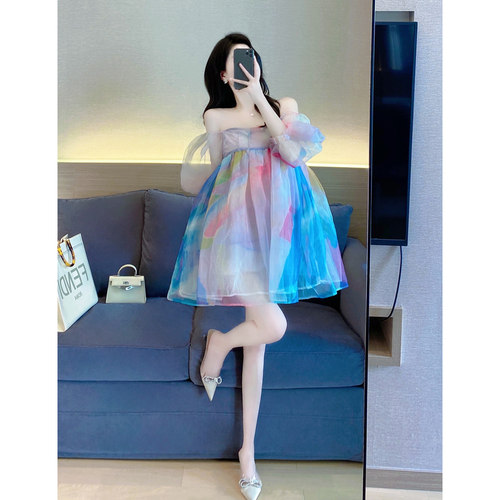 公主风A型纱网彩色蓬蓬裙仙女