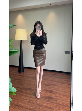 2025春秋新款气质名媛性感复古辣妹修身显瘦高腰包臀皮裙半身裙女