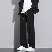 子男新款 百搭直筒冰丝裤 宽松休闲长裤 男士 子男 夏季 潮流运动裤 薄款