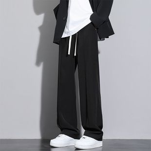 子男新款 百搭直筒冰丝裤 宽松休闲长裤 男士 子男 夏季 潮流运动裤 薄款