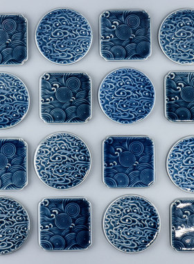 影青釉高温细瓷文创设计文艺茶道茶具白色宋风中式复古圆形杯垫