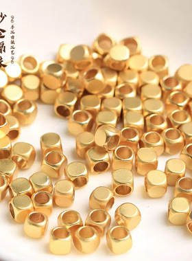 正方形切角珠圆角隔珠强保色倒角方珠 diy饰品配件大孔配珠