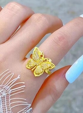 臻玉沙金强保色故宫系列玲珑花蝶葫芦黄金色点钻项链吊坠配件送礼