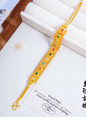 璞佐金店同款沙金方形夏日闪闪糖果锆石手链轻奢高级感双层手表链