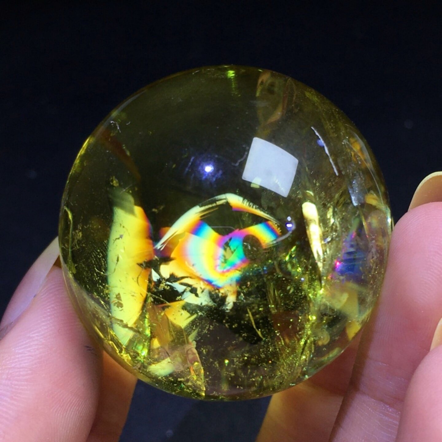 纯天然巴西爆彩黄水晶球消磁摆件