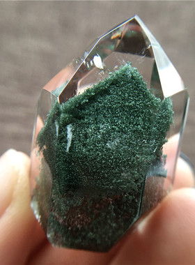 纯天然水晶绿幽灵吊坠金字塔情侣