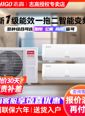 志高（CHIGO）中央空调多联机一拖二风管机家用嵌入隐藏式变频