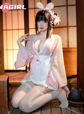 软糯小兔子日式改良和服女仆cosplay性感二次元印花纯欲派对制服