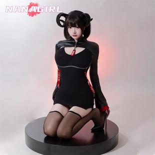 原创恶魔低语二次元紧身魅魔女王cosplay拉链包臀裙夜店演出制服
