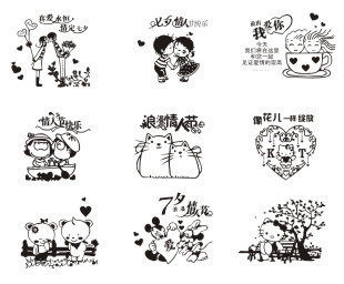 冲冠45款可爱cdr图矢量图 雕刻 墙贴 车贴图案 平面设计素材图库