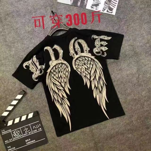 黑色烫钻男女半截袖修身新品