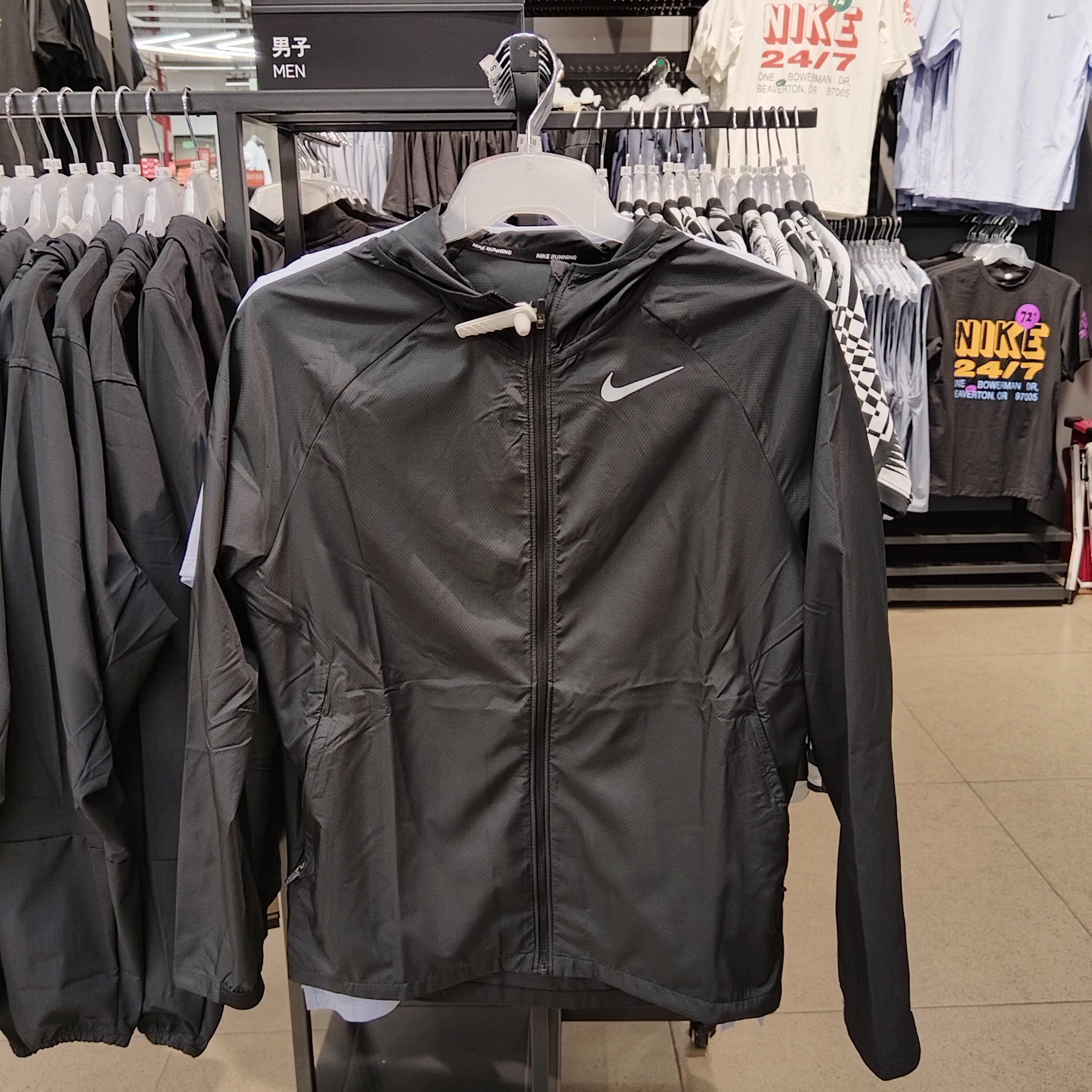 正品Nike耐克连帽运动男女防风夹克休闲跑步健身服拉链外套BV4871