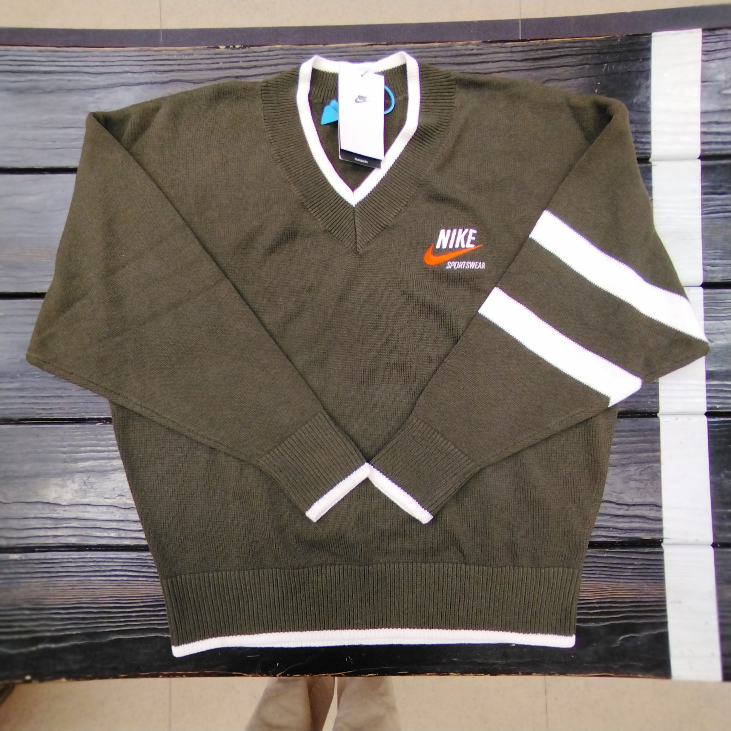 正品耐克NIKE男子秋冬运动休闲宽松V领套头衫毛衣针织衫DX0009