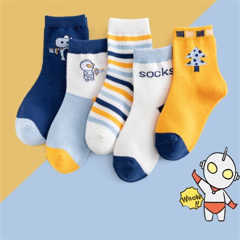 迪迦奥特曼袜子纯棉男童奥特慢中筒中大童幼儿带奥特曼图案的棉袜