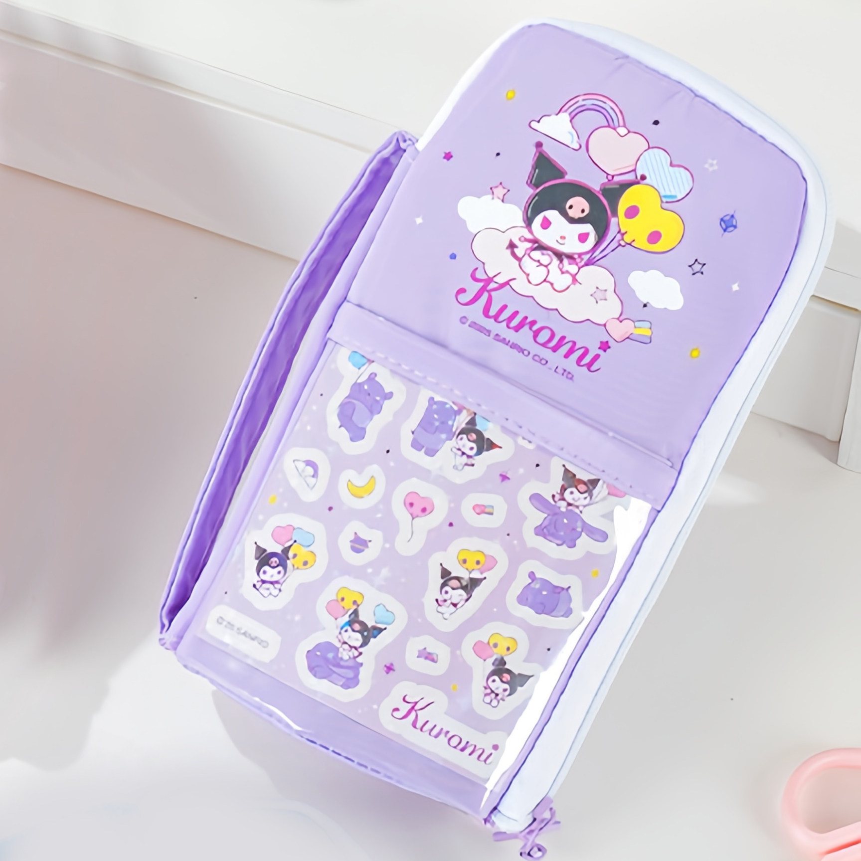 库洛米三折叠铅笔袋多功能新款女孩高颜值大容量酷洛米文具收纳包