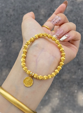 爆闪猫眼珠黄财神挂坠手串手链女