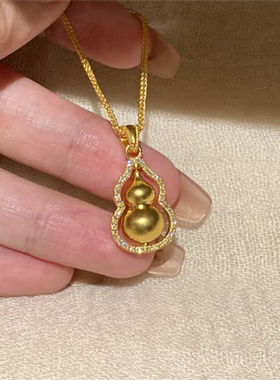 可旋转镶钻福禄葫芦吊坠项链女