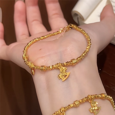 超闪碎冰冰盘缠碎金子小马手链女