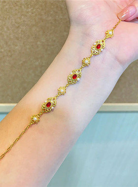 宫廷风镂空花丝凤熹手链女