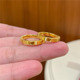 仿黄金色錾刻数字520爱心年轮情侣对戒男女爱你不止一天求婚戒指