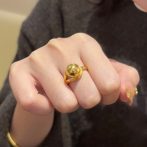 仿黄金色镜面亮面有求必应戒指女