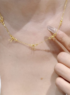 精美小细链迷你蝴蝶结五花项链女