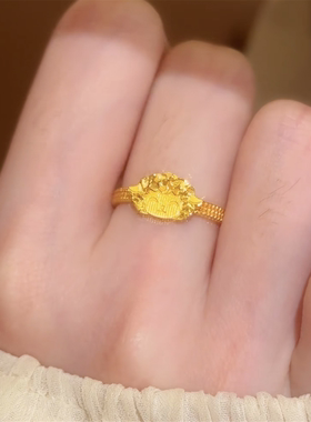 仿真黄金太闪了碎冰冰小羊戒指女
