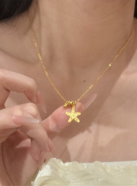跑跑环盘缠碎碎冰小海星项链女