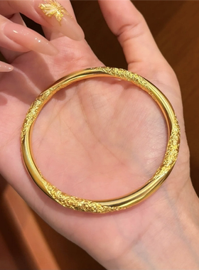 纯手工雕刻祥云纹纳福传承手镯女