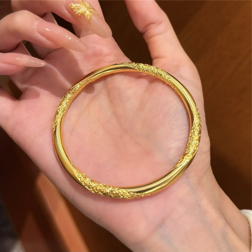 纯手工雕刻祥云纹纳福传承手镯女