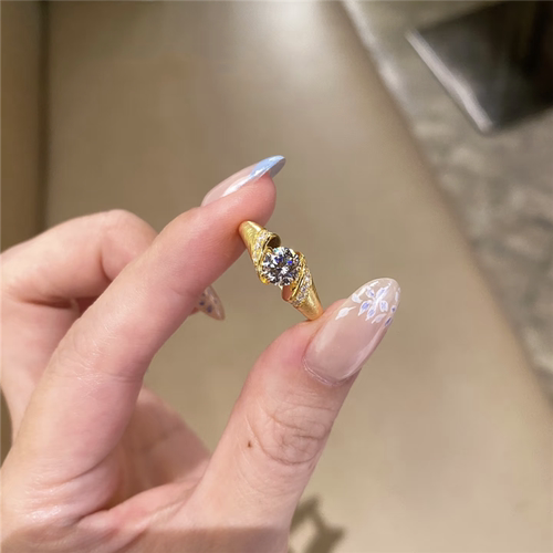 拉丝超闪点钻悬浮钻戒女开口