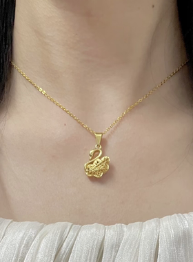 镀18k黄金色天鹅项链女