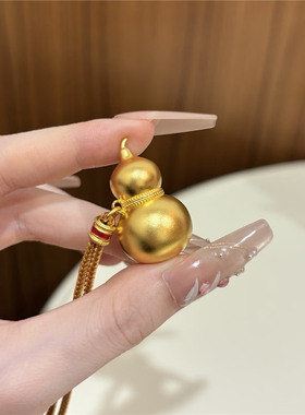 古法花丝金葫芦吊坠编织绳毛衣链
