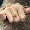 小克重素圈爆闪橙光黄水晶戒指女活口可调节999黄金色满镶钻指环