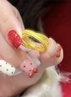 金店同款岁月流金双环戒指女999黄金色拉丝交叉设计复古闭口戒子