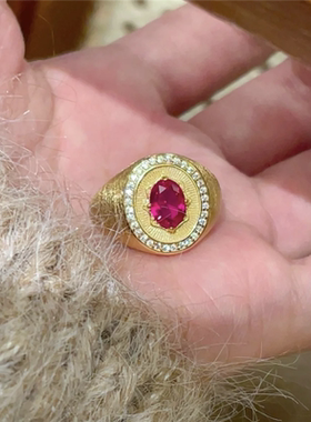 仿红宝石鸽子蛋戒指中古vintage