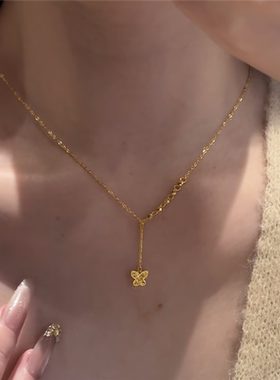 超闪蹦迪珠碎碎冰蝴蝶流苏项链女