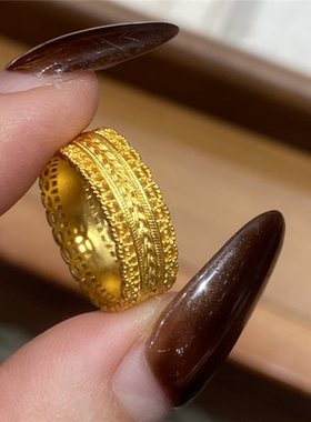 999黄金色大气来财腰缠万贯戒指