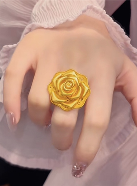 立体夸张大玫瑰花戒指女