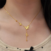 高货版 在逃公主锁骨链 不掉色沙金999精美蝴蝶流苏项链女2025新款