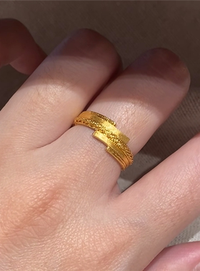鎏金质感绒光跃金小克重戒指女